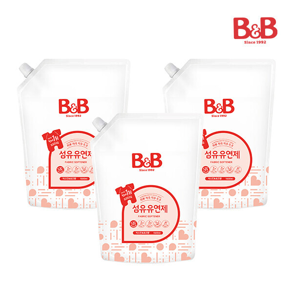 메디앙스 공식몰 아이맘,[공식몰단독] 비앤비 섬유세제 3000ml 대용량+섬유유연제(자스민)1500ml(캡리필)X3개