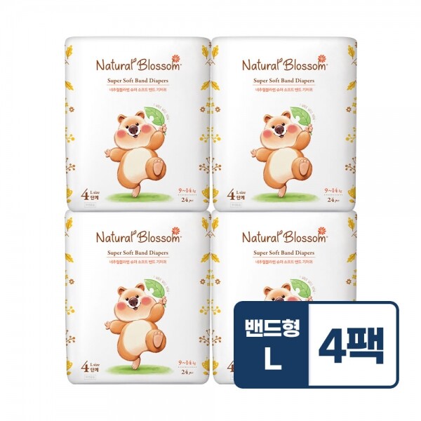 메디앙스 공식몰 아이맘,네추럴블라썸 비건기저귀 밴드 4단계(L) 24매x4팩 /슈퍼 소프트 밤기저귀